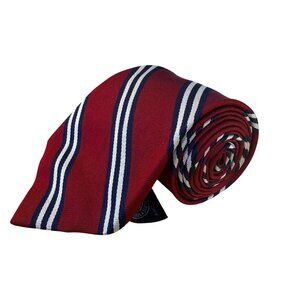 The Burlington Knot By J. Press Red & Navy Stripes 100% Silk Tie Classic Design